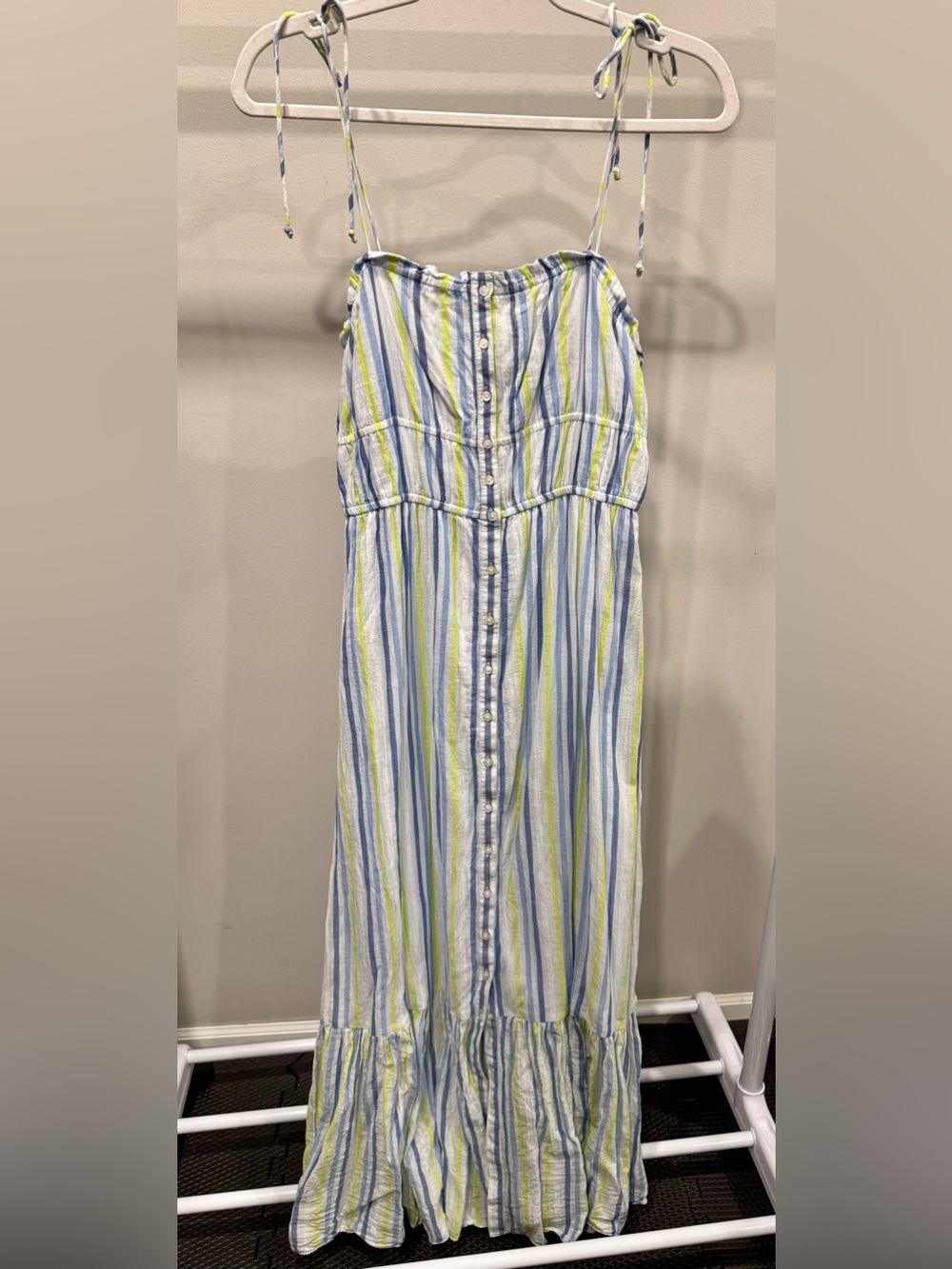aerie Striped Maxi Dress in Blue, White & Lime